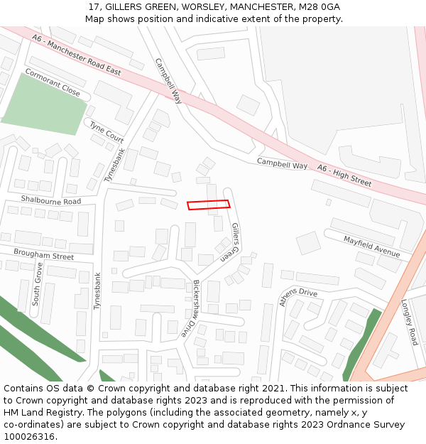 17, GILLERS GREEN, WORSLEY, MANCHESTER, M28 0GA: Location map and indicative extent of plot