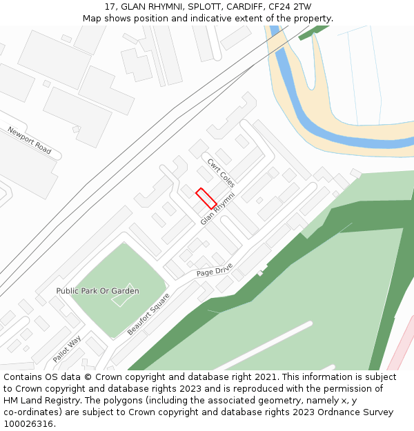 17, GLAN RHYMNI, SPLOTT, CARDIFF, CF24 2TW: Location map and indicative extent of plot