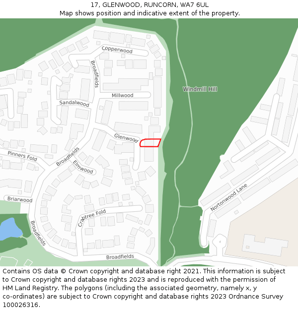 17, GLENWOOD, RUNCORN, WA7 6UL: Location map and indicative extent of plot