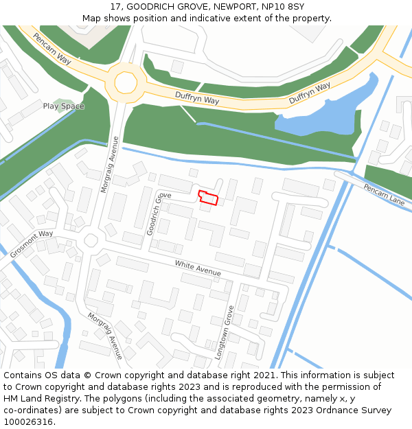 17, GOODRICH GROVE, NEWPORT, NP10 8SY: Location map and indicative extent of plot