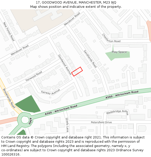 17, GOODWOOD AVENUE, MANCHESTER, M23 9JQ: Location map and indicative extent of plot