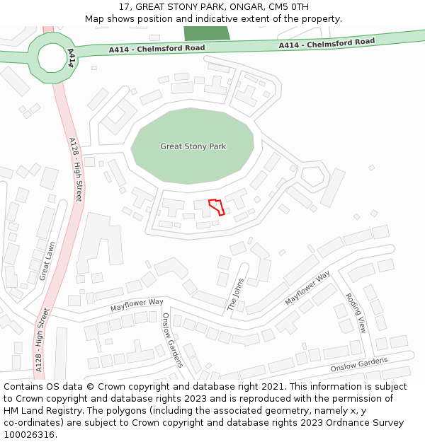 17, GREAT STONY PARK, ONGAR, CM5 0TH: Location map and indicative extent of plot