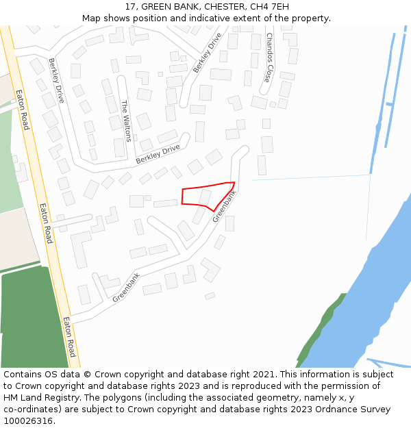 17, GREEN BANK, CHESTER, CH4 7EH: Location map and indicative extent of plot