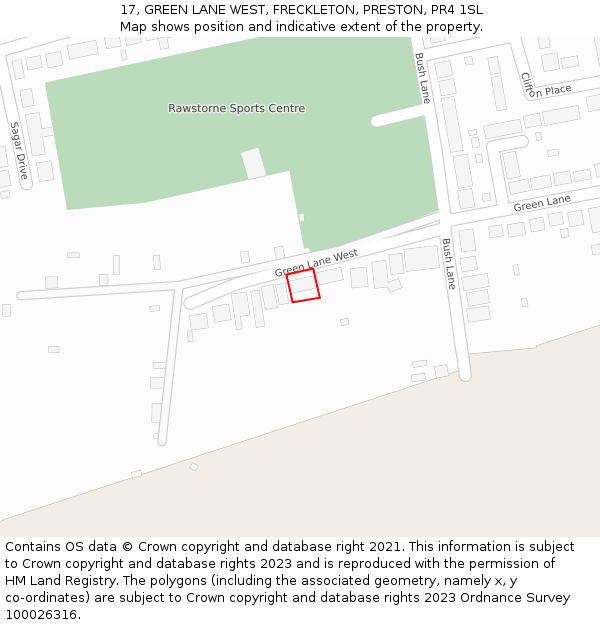 17, GREEN LANE WEST, FRECKLETON, PRESTON, PR4 1SL: Location map and indicative extent of plot