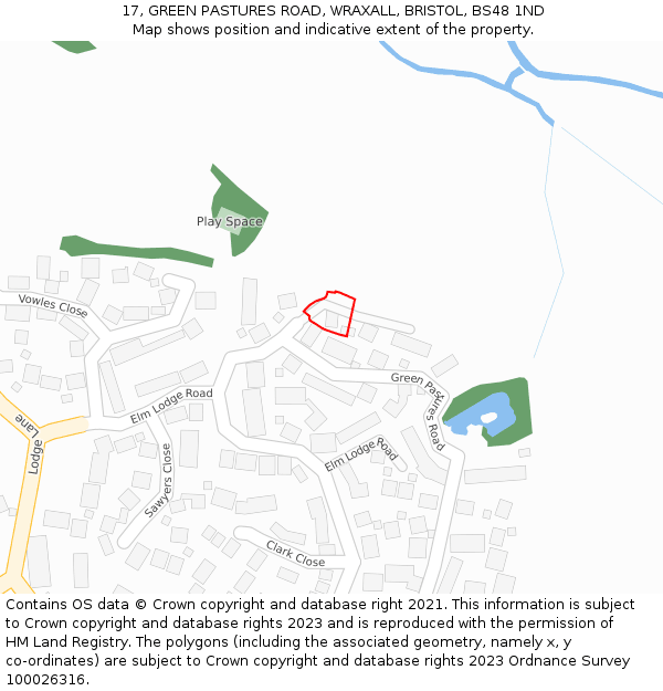 17, GREEN PASTURES ROAD, WRAXALL, BRISTOL, BS48 1ND: Location map and indicative extent of plot