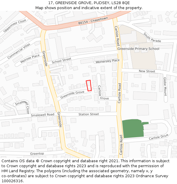 17, GREENSIDE GROVE, PUDSEY, LS28 8QE: Location map and indicative extent of plot