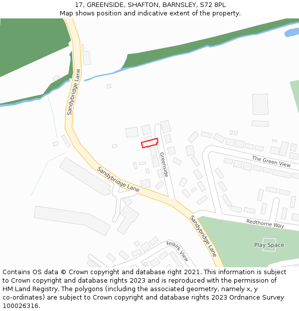 17, GREENSIDE, SHAFTON, BARNSLEY, S72 8PL: Location map and indicative extent of plot