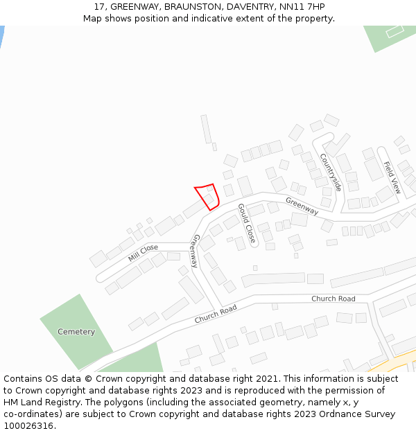 17, GREENWAY, BRAUNSTON, DAVENTRY, NN11 7HP: Location map and indicative extent of plot