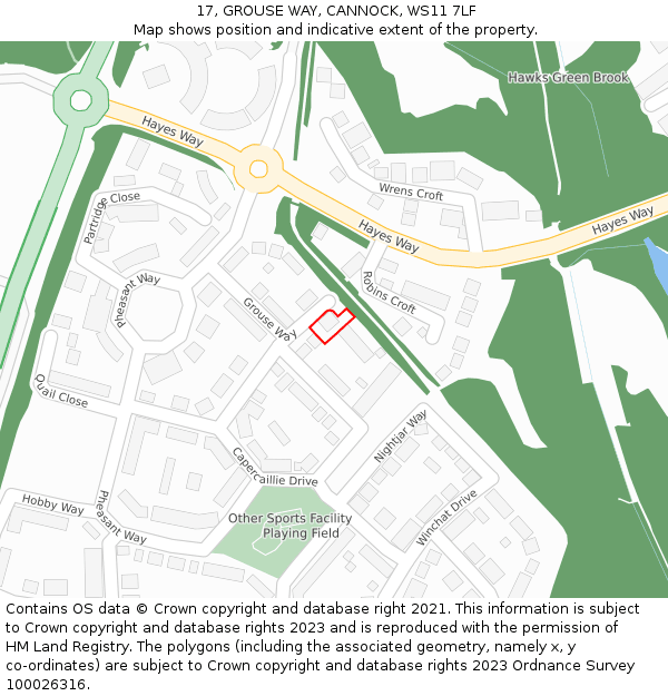 17, GROUSE WAY, CANNOCK, WS11 7LF: Location map and indicative extent of plot