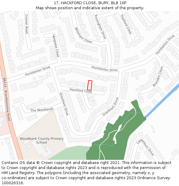 17, HACKFORD CLOSE, BURY, BL8 1XP: Location map and indicative extent of plot