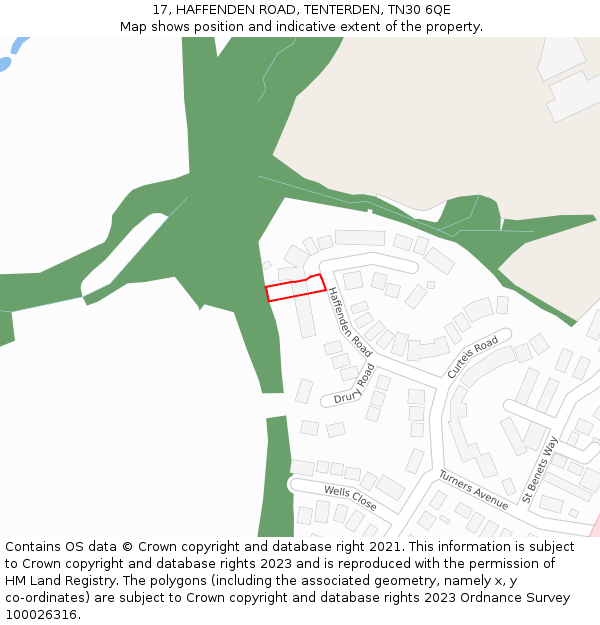 17, HAFFENDEN ROAD, TENTERDEN, TN30 6QE: Location map and indicative extent of plot