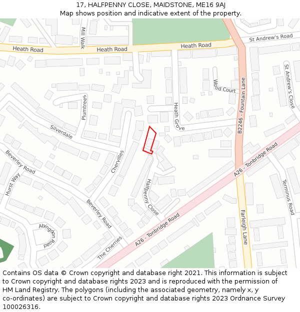 17, HALFPENNY CLOSE, MAIDSTONE, ME16 9AJ: Location map and indicative extent of plot