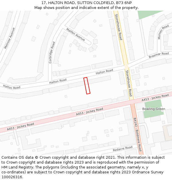 17, HALTON ROAD, SUTTON COLDFIELD, B73 6NP: Location map and indicative extent of plot