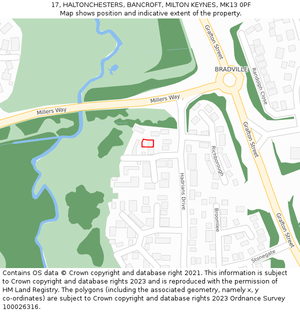 17, HALTONCHESTERS, BANCROFT, MILTON KEYNES, MK13 0PF: Location map and indicative extent of plot