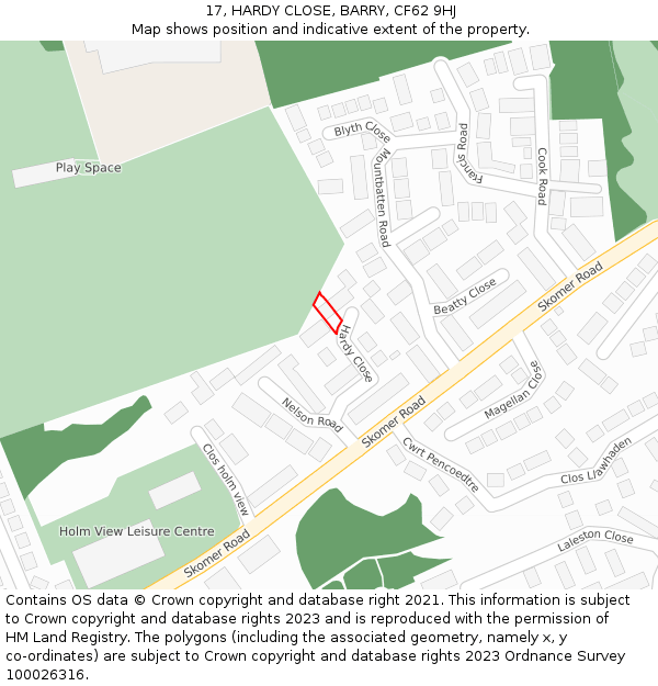 17, HARDY CLOSE, BARRY, CF62 9HJ: Location map and indicative extent of plot