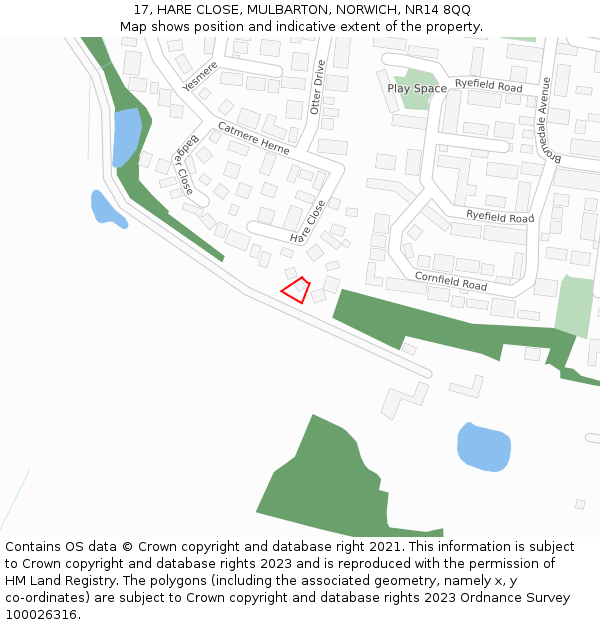 17, HARE CLOSE, MULBARTON, NORWICH, NR14 8QQ: Location map and indicative extent of plot