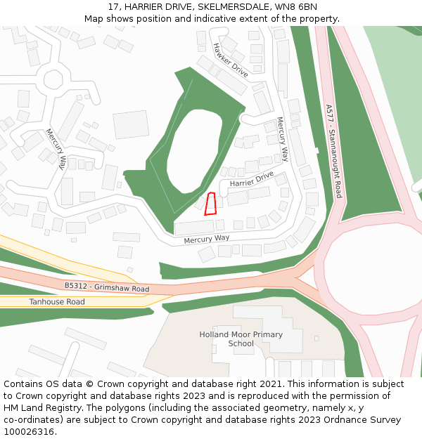 17, HARRIER DRIVE, SKELMERSDALE, WN8 6BN: Location map and indicative extent of plot