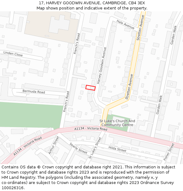 17, HARVEY GOODWIN AVENUE, CAMBRIDGE, CB4 3EX: Location map and indicative extent of plot