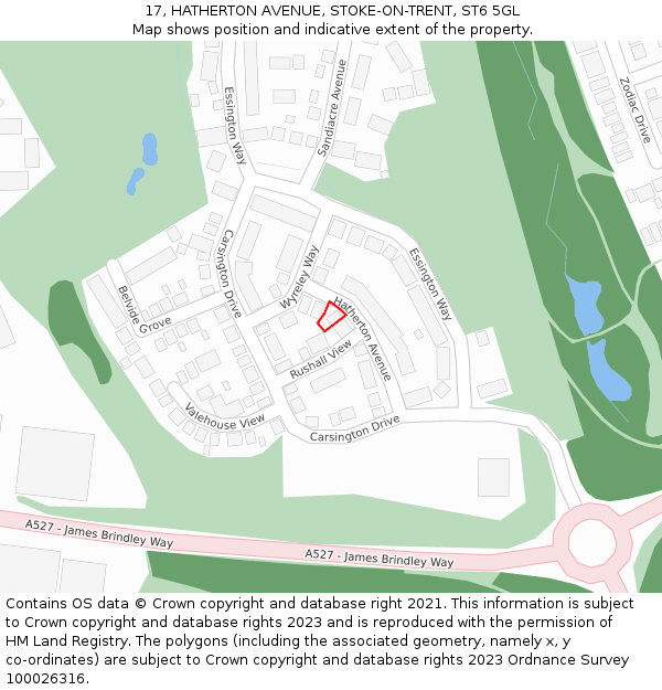 17, HATHERTON AVENUE, STOKE-ON-TRENT, ST6 5GL: Location map and indicative extent of plot