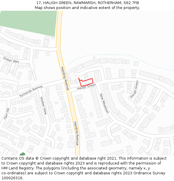 17, HAUGH GREEN, RAWMARSH, ROTHERHAM, S62 7FB: Location map and indicative extent of plot