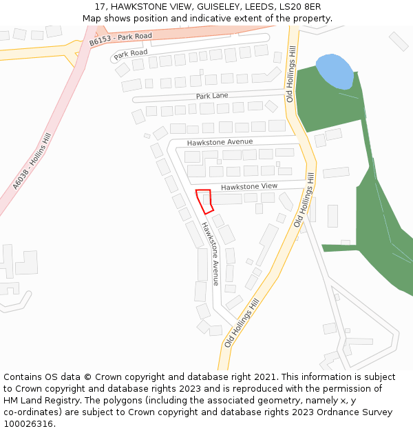 17, HAWKSTONE VIEW, GUISELEY, LEEDS, LS20 8ER: Location map and indicative extent of plot