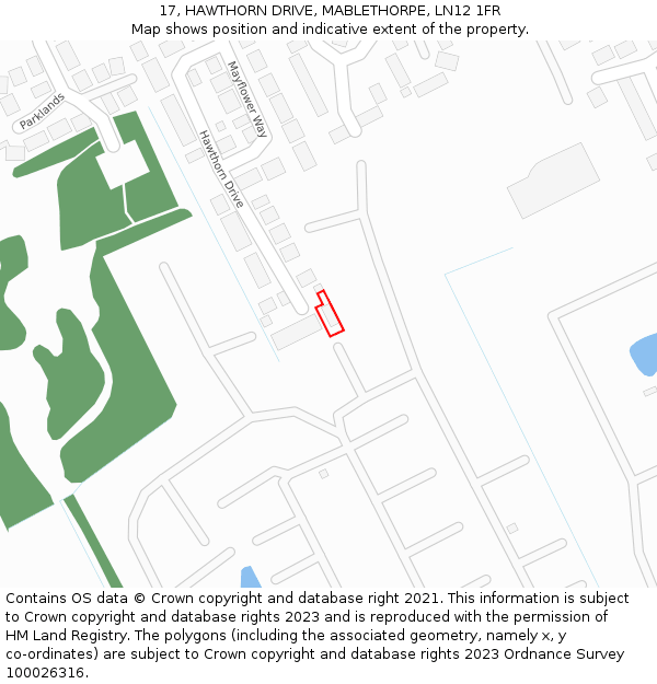 17, HAWTHORN DRIVE, MABLETHORPE, LN12 1FR: Location map and indicative extent of plot