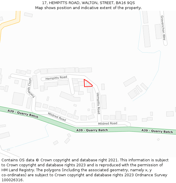 17, HEMPITTS ROAD, WALTON, STREET, BA16 9QS: Location map and indicative extent of plot