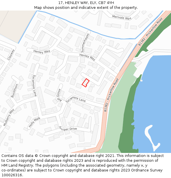 17, HENLEY WAY, ELY, CB7 4YH: Location map and indicative extent of plot