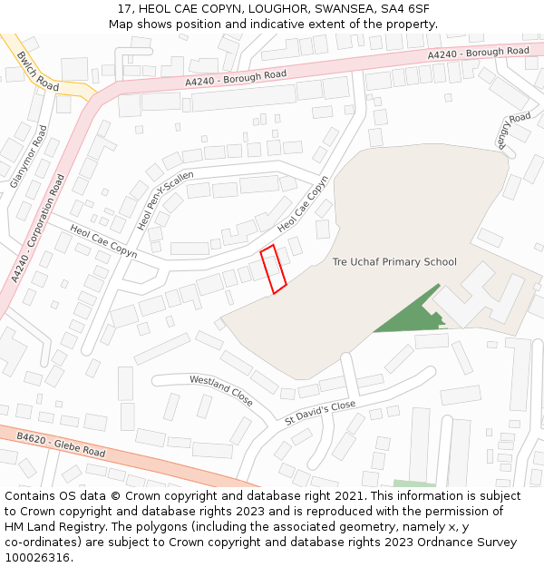 17, HEOL CAE COPYN, LOUGHOR, SWANSEA, SA4 6SF: Location map and indicative extent of plot