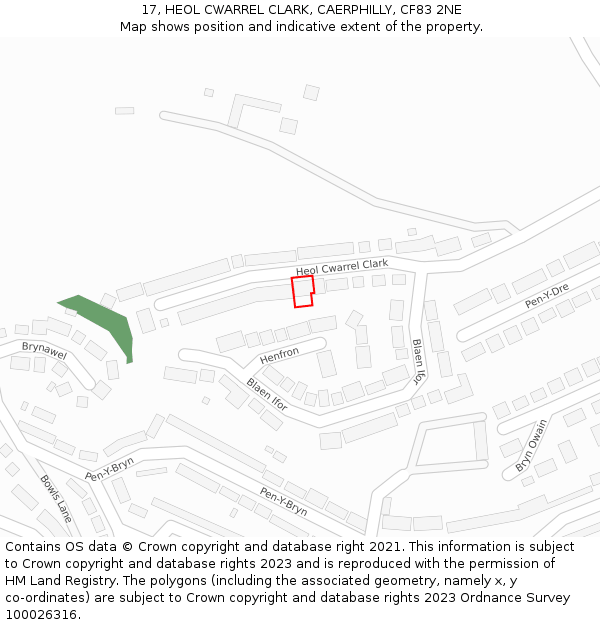 17, HEOL CWARREL CLARK, CAERPHILLY, CF83 2NE: Location map and indicative extent of plot