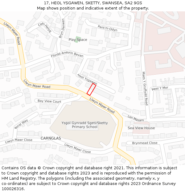 17, HEOL YSGAWEN, SKETTY, SWANSEA, SA2 9GS: Location map and indicative extent of plot