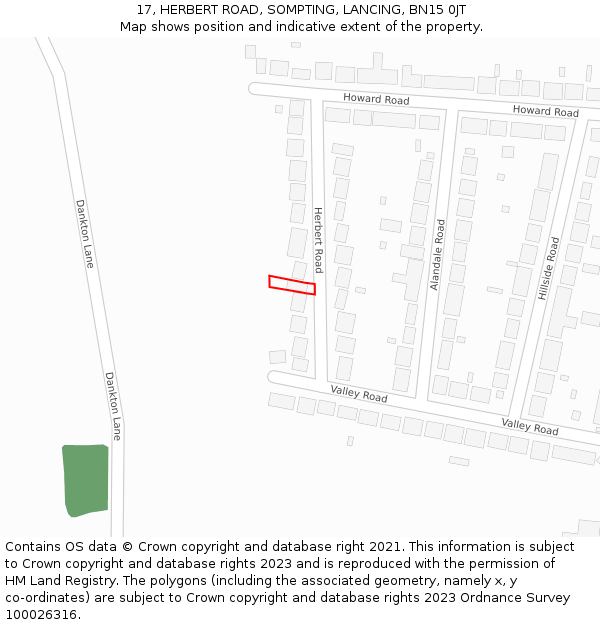 17, HERBERT ROAD, SOMPTING, LANCING, BN15 0JT: Location map and indicative extent of plot