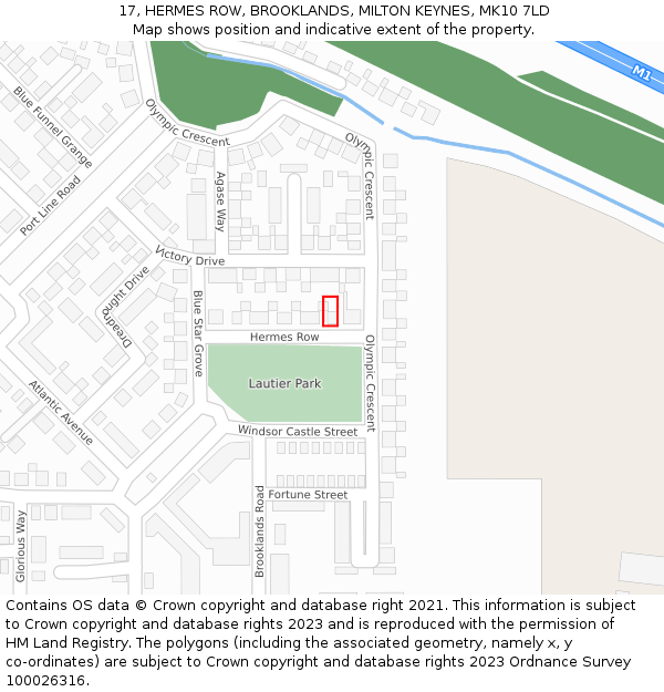 17, HERMES ROW, BROOKLANDS, MILTON KEYNES, MK10 7LD: Location map and indicative extent of plot