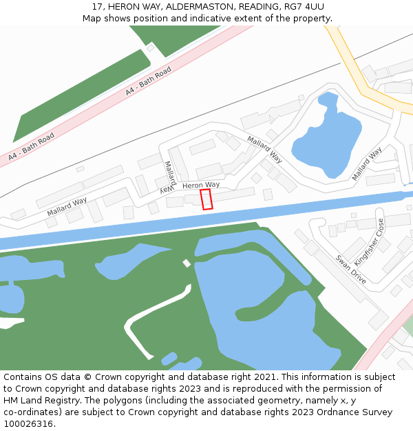 17, HERON WAY, ALDERMASTON, READING, RG7 4UU: Location map and indicative extent of plot