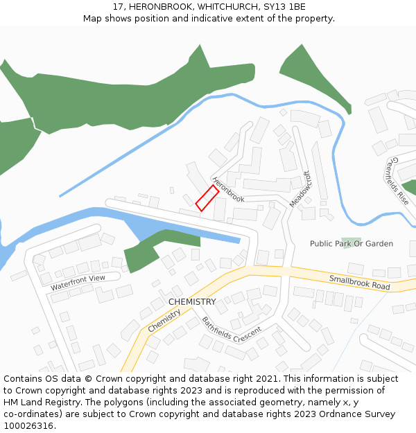 17, HERONBROOK, WHITCHURCH, SY13 1BE: Location map and indicative extent of plot