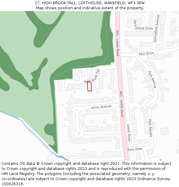 17, HIGH BROOK FALL, LOFTHOUSE, WAKEFIELD, WF3 3EW: Location map and indicative extent of plot