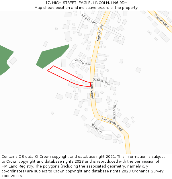 17, HIGH STREET, EAGLE, LINCOLN, LN6 9DH: Location map and indicative extent of plot