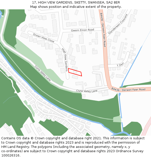 17, HIGH VIEW GARDENS, SKETTY, SWANSEA, SA2 8ER: Location map and indicative extent of plot