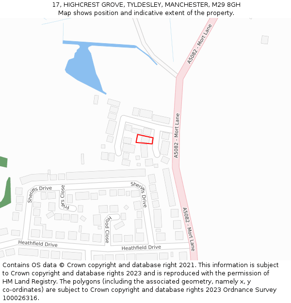 17, HIGHCREST GROVE, TYLDESLEY, MANCHESTER, M29 8GH: Location map and indicative extent of plot