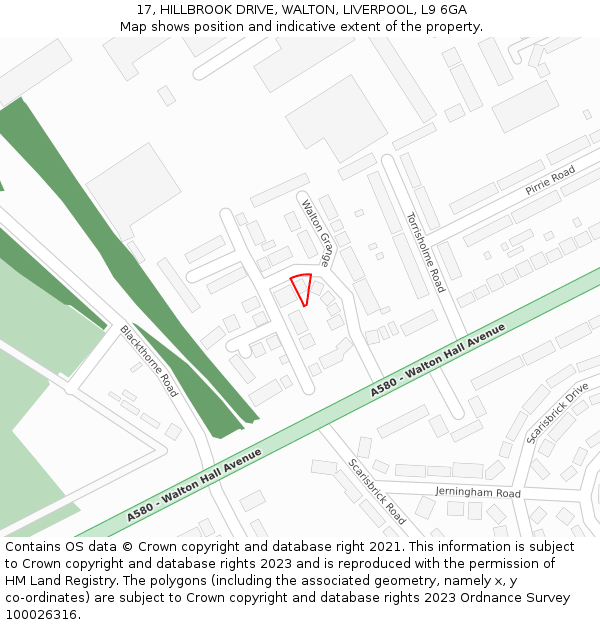 17, HILLBROOK DRIVE, WALTON, LIVERPOOL, L9 6GA: Location map and indicative extent of plot