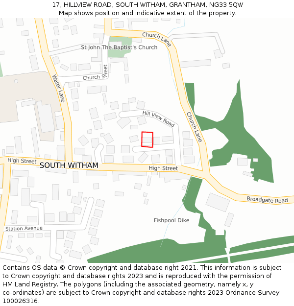 17, HILLVIEW ROAD, SOUTH WITHAM, GRANTHAM, NG33 5QW: Location map and indicative extent of plot