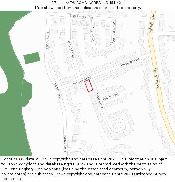 17, HILLVIEW ROAD, WIRRAL, CH61 4XH: Location map and indicative extent of plot