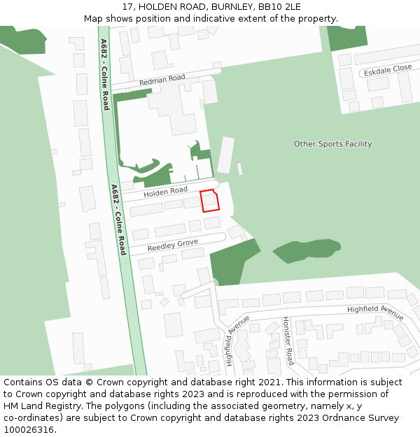 17, HOLDEN ROAD, BURNLEY, BB10 2LE: Location map and indicative extent of plot