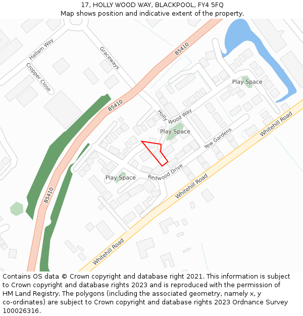 17, HOLLY WOOD WAY, BLACKPOOL, FY4 5FQ: Location map and indicative extent of plot