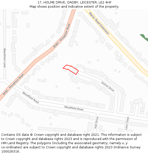 17, HOLME DRIVE, OADBY, LEICESTER, LE2 4HF: Location map and indicative extent of plot