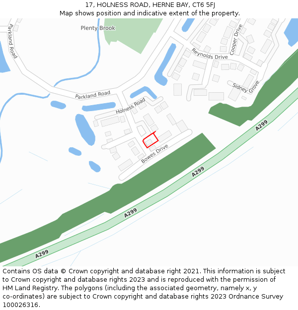 17, HOLNESS ROAD, HERNE BAY, CT6 5FJ: Location map and indicative extent of plot