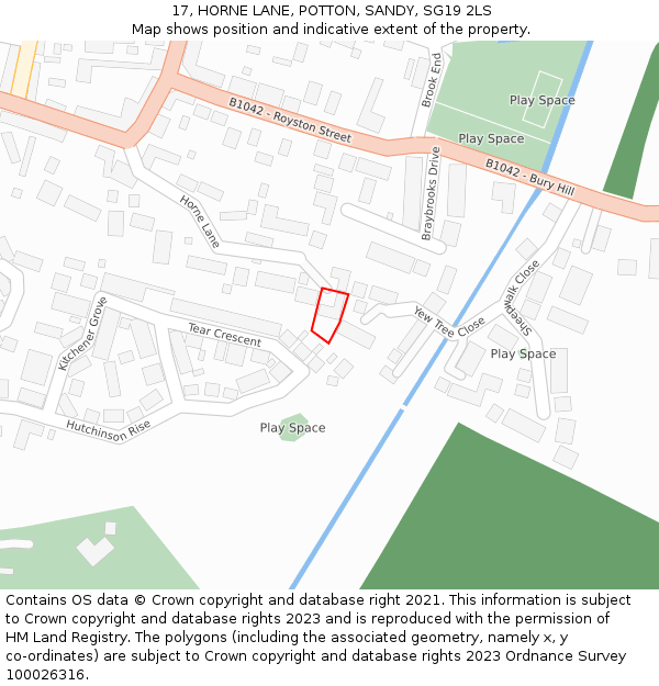 17, HORNE LANE, POTTON, SANDY, SG19 2LS: Location map and indicative extent of plot