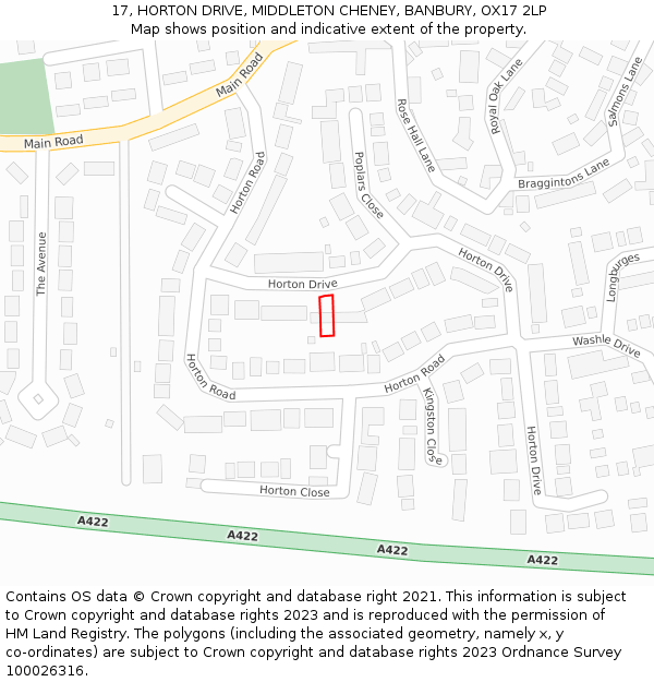 17, HORTON DRIVE, MIDDLETON CHENEY, BANBURY, OX17 2LP: Location map and indicative extent of plot