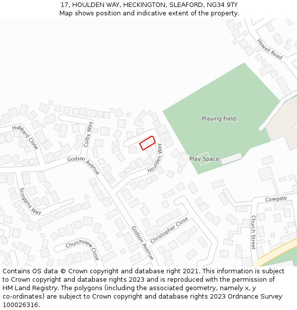 17, HOULDEN WAY, HECKINGTON, SLEAFORD, NG34 9TY: Location map and indicative extent of plot