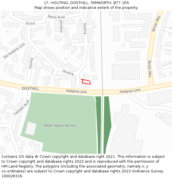 17, HOUTING, DOSTHILL, TAMWORTH, B77 1PA: Location map and indicative extent of plot